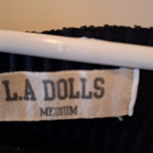 L.A Dolls blouse with leather sleeve like new, black size M