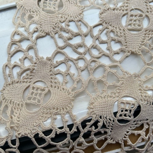 Beige Crochet Table Runner handmade, new