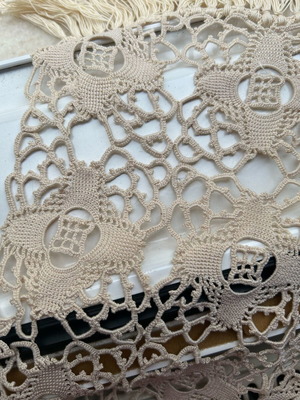 Beige Crochet Table Runner handmade, new