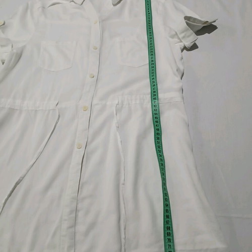 White short-sleeve shirt like new, size M, semi-transparent with waist cord