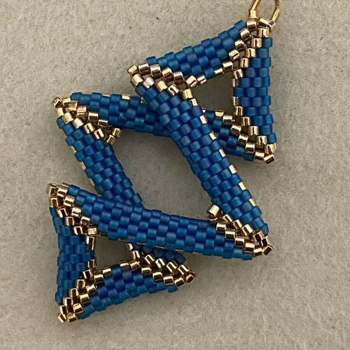 Handmade polymorphic pendant blue and gold, new