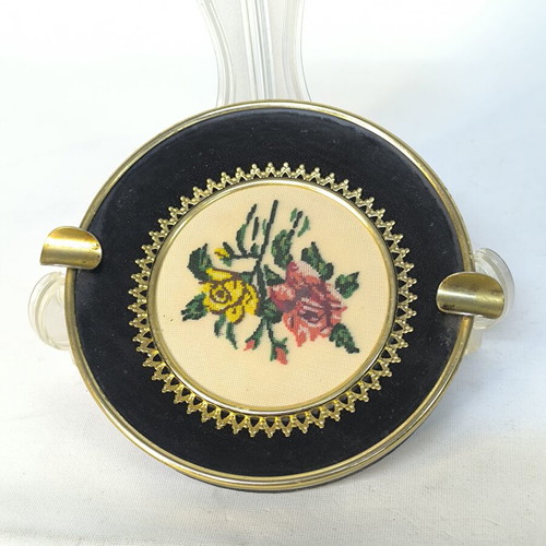 Vintage ashtrays with embroidery like new