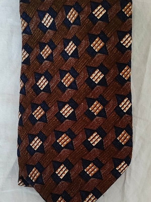 Prince Oliver Collection tie like new, 100% natural silk, brown and blue