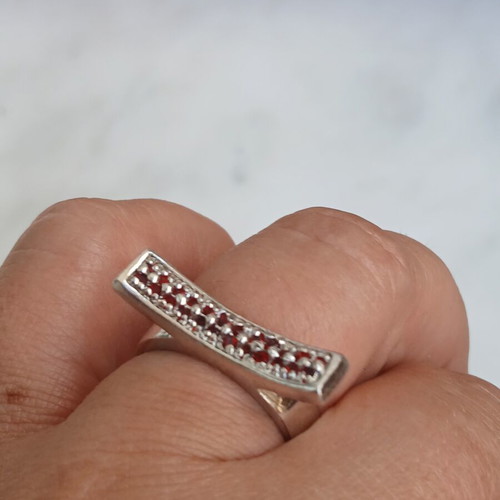 925 silver ring with red zirconia, 17 mm