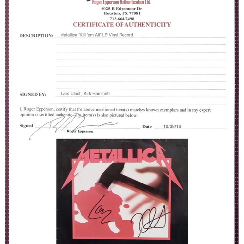 Metallica Kill 'Em All LP μεταχειρισμένο, επανέκδοση 1989 με υπογραφές