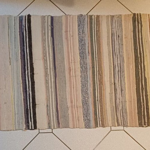 Traditional handmade woven rag rug like new 270x72cm