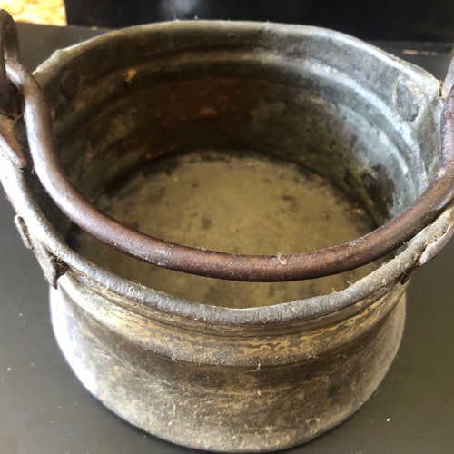 Small antique cauldron used from copper, bronze and iron 1900