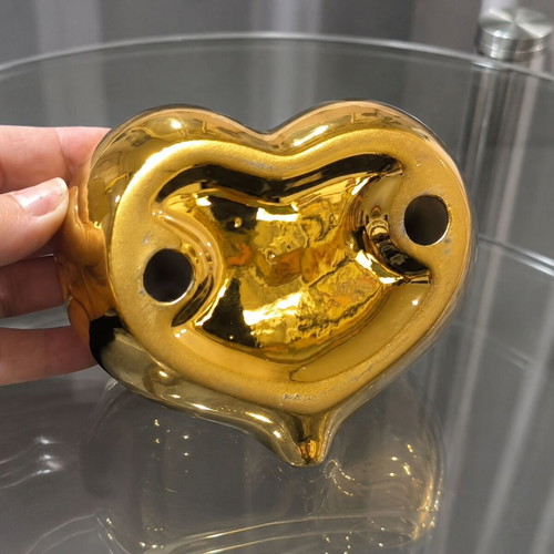 Elegant Glam Ceramic Soap Dish Gold Heart Shape New