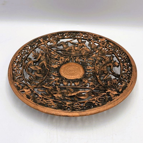 Victorian Decorative Cast Iron Plate like new with Mythological Scenes