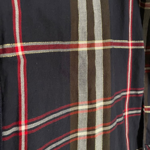 Stradivarius long shirt used, dark blue plaid, small