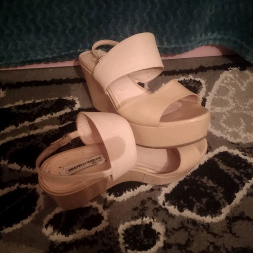 Fratelli Karida platform shoes used, beige, size 39
