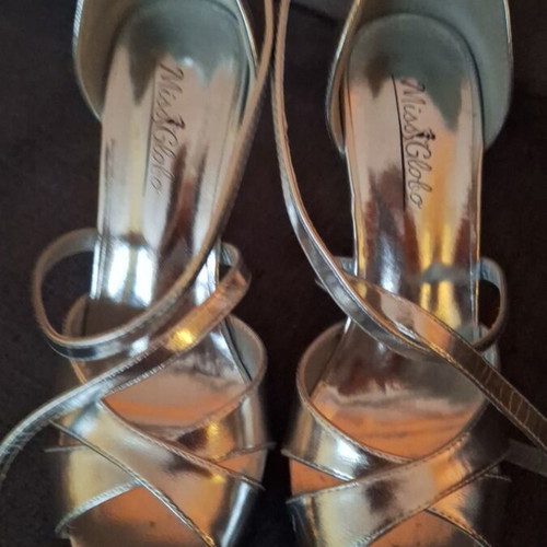 Party shoes size 40 like new, silver platform 3 cm, heel 13 cm