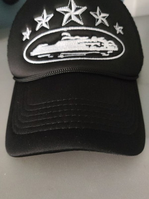 Corteiz hat, black and white, size S
