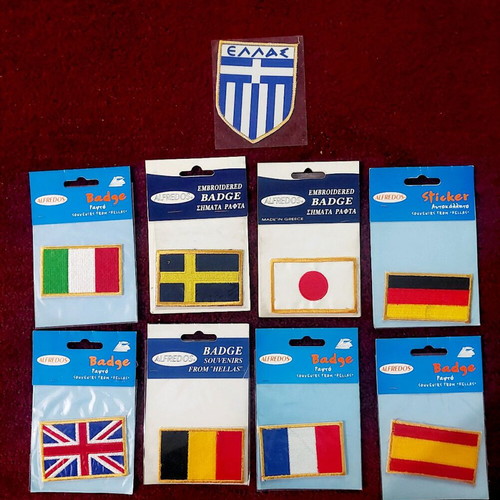 Embroidered country flags pack of 9 new for backpacks and bags