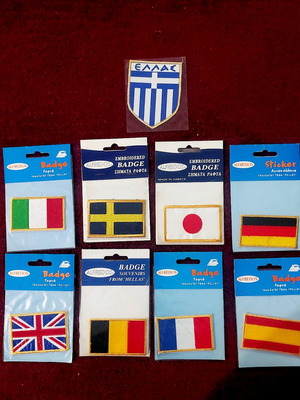 Embroidered country flags pack of 9 new for backpacks and bags