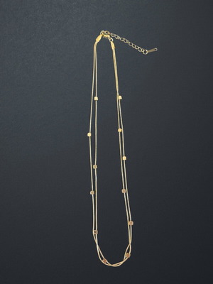 Κολιέ διπλό με κύβους από ανοξείδωτο ατσάλι χρυσαφί σαν καινούργιο