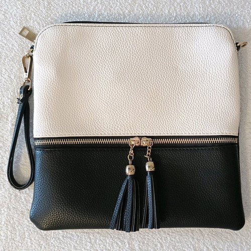 Women's black and white faux leather handbag new