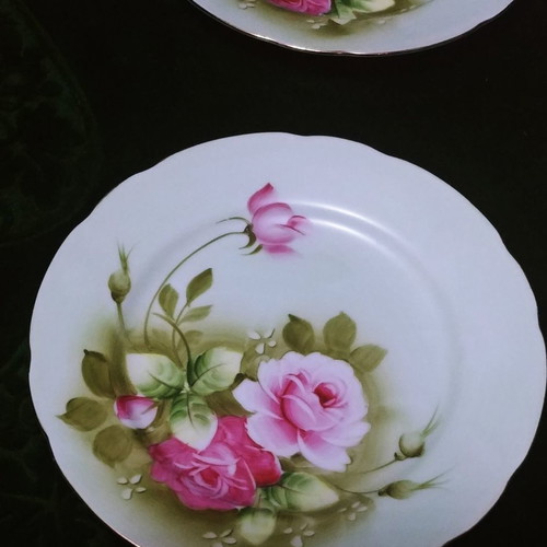 Lefton Heritage Green pasta set Japan 1940-1950 new, 7 pieces