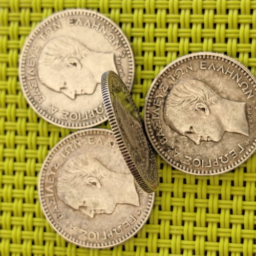 50 Lepta 1874-A silver coins used, set of 4, Greece