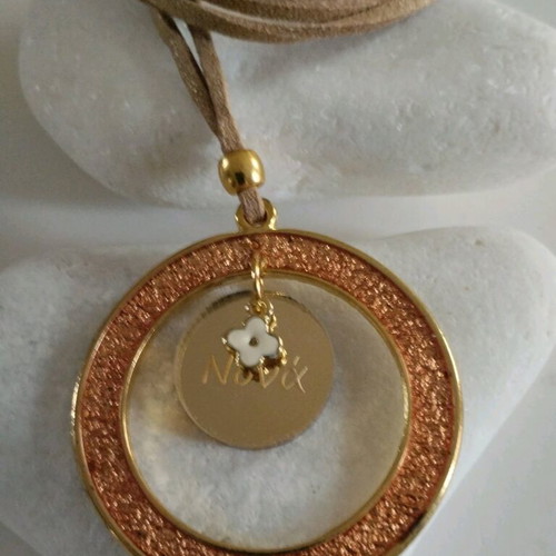 Martyriko pendant with natural suede leather and enameled daisy cross new