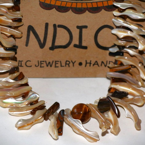 Tigers Eye Necklace with Shells and Sterling Silver 925 new