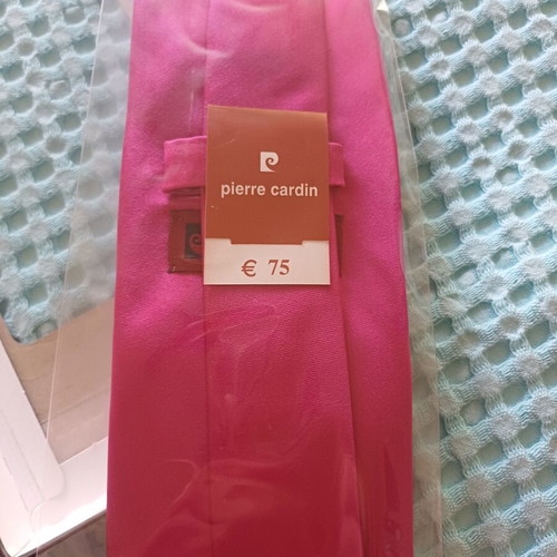 Pierre Cardin tie and pocket square set new, fuchsia silk