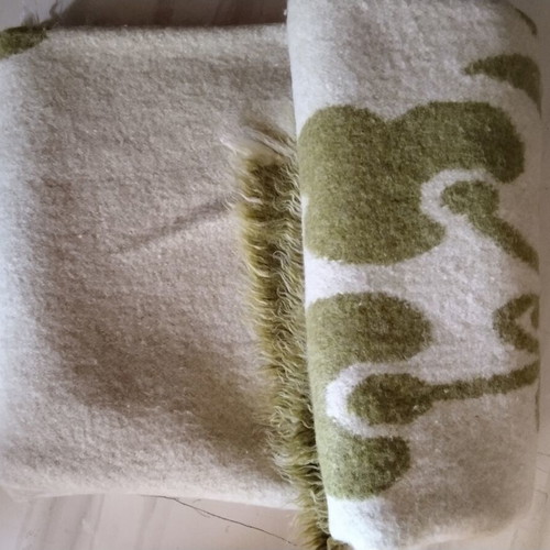 Vintage Biokarpet Klinto reversible wool blanket, new, double size