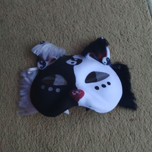 Therian Face Mask handmade, yin-yang cat design