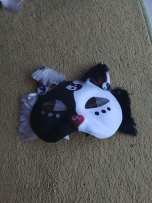 Therian Face Mask handmade, yin-yang cat design