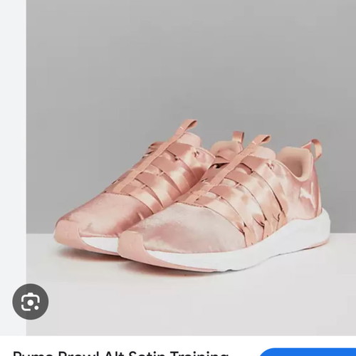 Puma satin sneakers used, size 36, dusky pink with ribbons