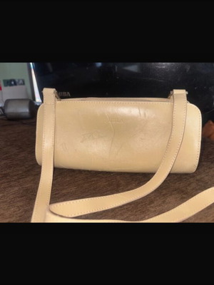 Furla leather shoulder bag used, beige with surface wear