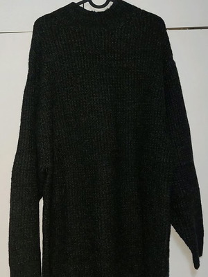 Knitted oversize black sweater dress new, wool