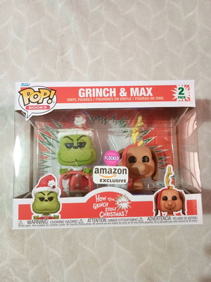 Funko Pop Grinch & Max Flocked Amazon exclusive new