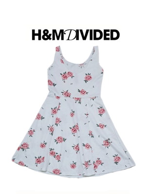 H&M Divided girls' dress like new, white and pink, size 164 cm