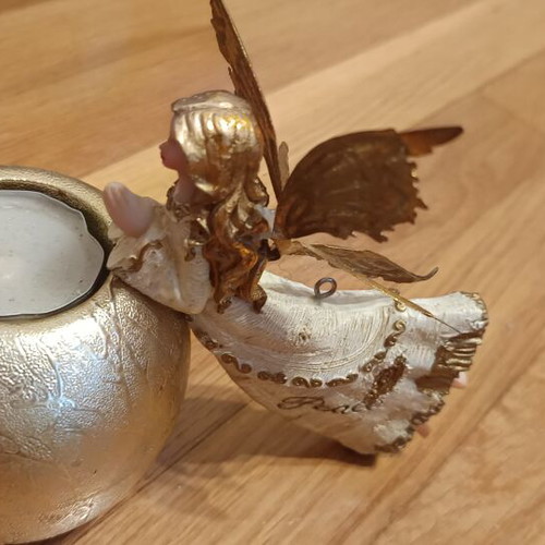 Angel Candle Holder in Gold Shades like new handmade