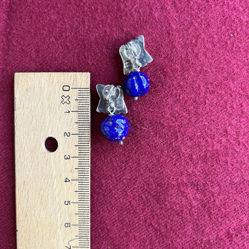 Folli Follie silver earrings with blue stone like new