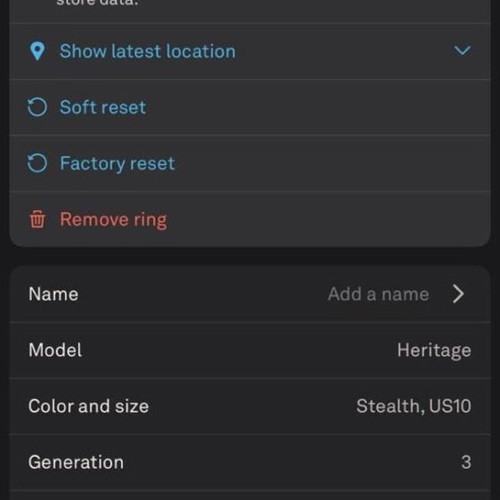 Oura Ring Gen 3 Heritage Stealth US10 used with charger