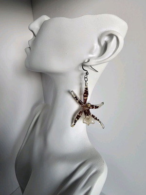 Обеци с естествен цвят на орхидея Brassia нови