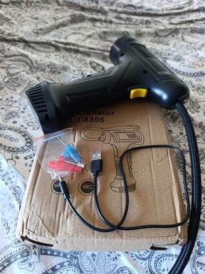 Tire Inflator with Flashlight for Car, Motorcycle, and Bicycle like new