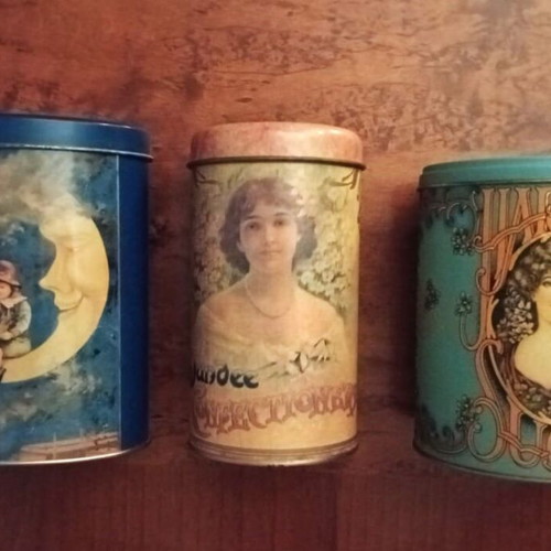 Vintage metal tins collection, 32 pieces, Nostalgic Art style