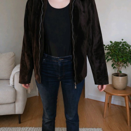 Sarah jacket like new, brown suede look, size L