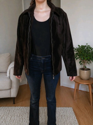 Sarah jacket like new, brown suede look, size L