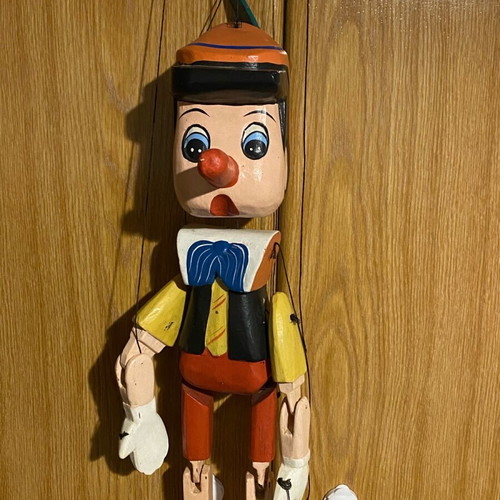 Large wooden Pinocchio marionette used