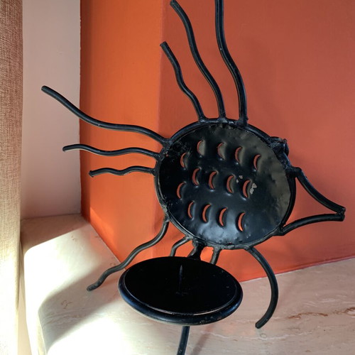 Handmade solid iron fish-shaped candle holder like new