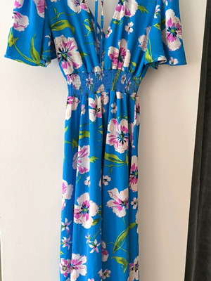 Floral dress new, turquoise with flowers, size L/XL