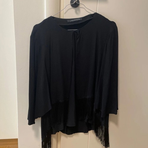 Zara Woman Black Blouse with Fringe, Like New, Size L