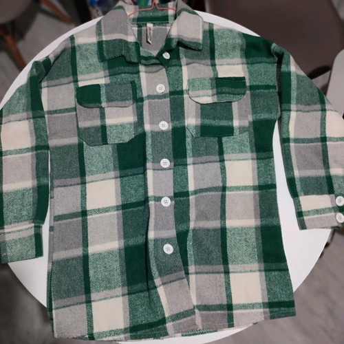 Plaid women's jacket gray green with buttons and pockets like new