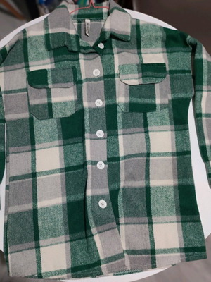 Plaid women's jacket gray green with buttons and pockets like new