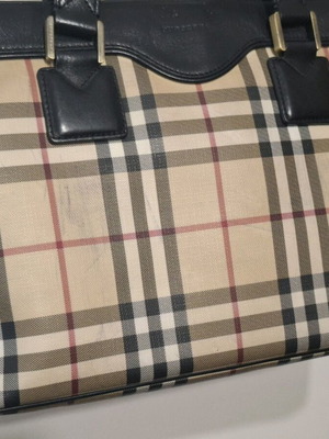 Vintage τσάντα Burberry χειρός ανακαινισμένη, μπεζ 37x23x14