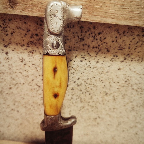 Master Dimitar Dimitrov antique decorative knife with dog head handle
